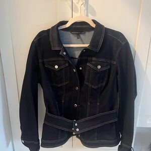 WHBM Belted Dark Denim Jacket